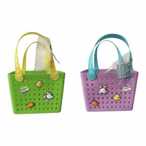 Easter Mini Tote Baskets with Charms Set of 2